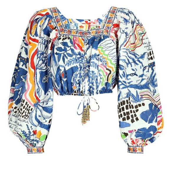 FARM RIO Top Wild Brazil Cotton Crop Top XS Multicolor